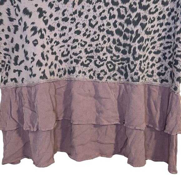 La Miel Dusty Pink Leopard Print Short Sleeve Top- Size M - Picture 2 of 8